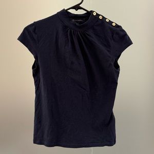 Brooks Brothers Cap Sleeve Navy Blouse